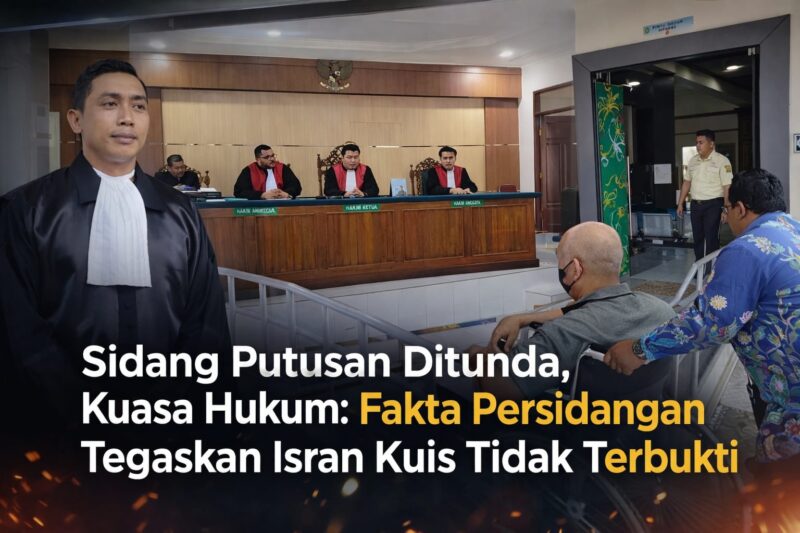 Keterangan: Sidang Putusan Ditunda, Kuasa Hukum: Fakta Persidangan Tegaskan Isran Kuis Tidak Terbukti, Selasa (31/03/2026) (Dok.Kawalkaltim.com/Amin)