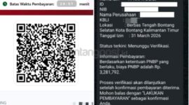 Tangkapan layar pesan pelaku yang mengatasnamakan layanan OSS dengan permintaan transfer sebesar Rp3,2 juta kepada korban.