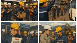 Keterangan Foto:
Ilustrasi suasana perpisahan pekerja tambang yang terdampak kebijakan pemangkasan kuota produksi batu bara nasional. Gelombang ancaman PHK disebut mulai menghantam sektor pertambangan di Kalimantan Timur seiring penurunan target produksi dalam RKAB 2026. (Ilustrasi/Kawalkaltim.com)