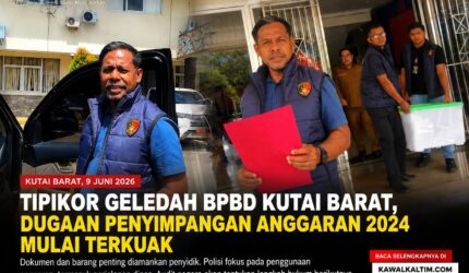 Keterangan Foto : Aiptu M. Daud memimpin penggeledahan di Kantor BPBD Kutai Barat dalam upaya menelusuri jejak penggunaan anggaran tahun 2024. Sejumlah dokumen dan barang yang dinilai relevan dengan penyidikan diamankan untuk mengungkap dugaan penyimpangan yang berpotensi menimbulkan kerugian negara. (Dok. Kawalkaltim.com)