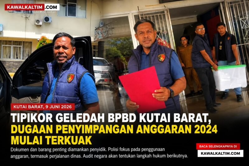 Keterangan Foto : Aiptu M. Daud memimpin penggeledahan di Kantor BPBD Kutai Barat dalam upaya menelusuri jejak penggunaan anggaran tahun 2024. Sejumlah dokumen dan barang yang dinilai relevan dengan penyidikan diamankan untuk mengungkap dugaan penyimpangan yang berpotensi menimbulkan kerugian negara. (Dok. Kawalkaltim.com)