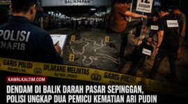 Keterangan Foto | Dokumen Kawalkaltim.com:
Dokumen Kawalkaltim.com: Ilustrasi rekonstruksi kasus dugaan pembunuhan Kepala Keamanan Pasar Sepinggan, Ari Pudin, di Balikpapan Selatan. Polisi mendalami dugaan motif dendam yang dipicu persoalan pekerjaan dan tuduhan terkait narkoba. Hingga kini, penyidik masih melengkapi berkas perkara sebelum dilimpahkan ke tahap penuntutan.
