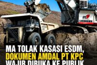 Keterangan Foto:
Ilustrasi aktivitas pertambangan batu bara PT Kaltim Prima Coal (KPC) menggunakan alat berat di area tambang Sangatta, Kutai Timur. Mahkamah Agung menolak kasasi Kementerian ESDM dan menguatkan putusan bahwa dokumen lingkungan berupa AMDAL, RKL, dan RPL PT KPC merupakan informasi publik yang wajib dibuka kepada masyarakat sebagai bagian dari hak atas keterbukaan informasi dan pengawasan lingkungan. (Ilustrasi/Kawalkaltim.com)