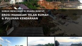 Keterangan Foto 
Foto Istimewa: Kondisi terkini lokasi erosi di bantaran Sungai Mahakam, Kampung Muara Bunyut, Kecamatan Melak, Kabupaten Kutai Barat, Jumat (7/8). Longsoran tebing yang terjadi saat subuh menyebabkan satu unit rumah amblas ke sungai bersama sebuah mobil, serta sedikitnya 20 unit sepeda motor ikut terseret material longsoran. Aparat gabungan masih melakukan evakuasi, pendataan kerugian, dan pemetaan area yang berpotensi mengalami longsor susulan. (Dok. Istimewa/Kawalkaltim.com/AminYS)
