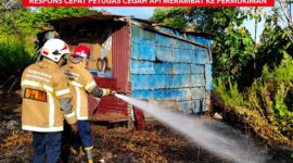 Keterangan Foto:
Petugas pemadam kebakaran melakukan proses pemadaman dan pendinginan di area lahan yang terbakar di sekitar permukiman. Respons cepat dilakukan untuk mencegah api kembali menyala dan merambat ke vegetasi serta bangunan di sekitarnya. (Dok. Kawalkaltim.com/Rudiantoro)
