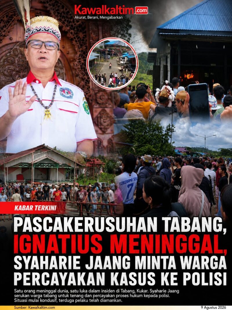 Keterangan Foto:
 Dok. Kawalkaltim.com — Kolase situasi pascakerusuhan di Kecamatan Tabang, Kabupaten Kutai Kartanegara (Kukar), yang memperlihatkan kondisi massa dan lokasi yang terbakar, serta Ketua Dewan Pembina Persekutuan Dayak Kaltim, Syaharie Jaang. Syaharie mengimbau masyarakat menahan diri, menjaga situasi tetap kondusif, dan mempercayakan proses hukum atas meninggalnya Ignatius serta luka yang dialami Lewi kepada aparat kepolisian.
