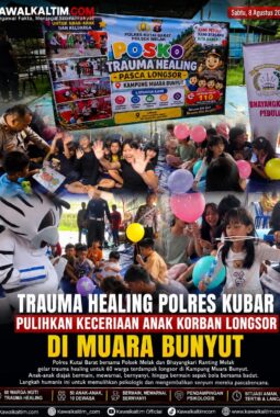 Trauma Healing Polres Kubar Pulihkan Keceriaan Anak Korban Longsor Muara Bunyut