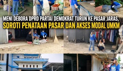 Keterangan Foto: Anggota DPRD Kutai Barat dari Partai Demokrat, Meni Debora, S.Sos., bersama jajaran Partai Demokrat turun langsung menyambangi pedagang dan masyarakat di Pasar Jaras, Kutai Barat. Kunjungan tersebut menjadi bagian dari agenda “Langit Biru” untuk menyerap aspirasi terkait penataan pasar, fasilitas umum, lahan parkir, kebersihan, hingga akses permodalan bagi pelaku UMKM. (Dok. Istimewa/Kawalkaltim.com)