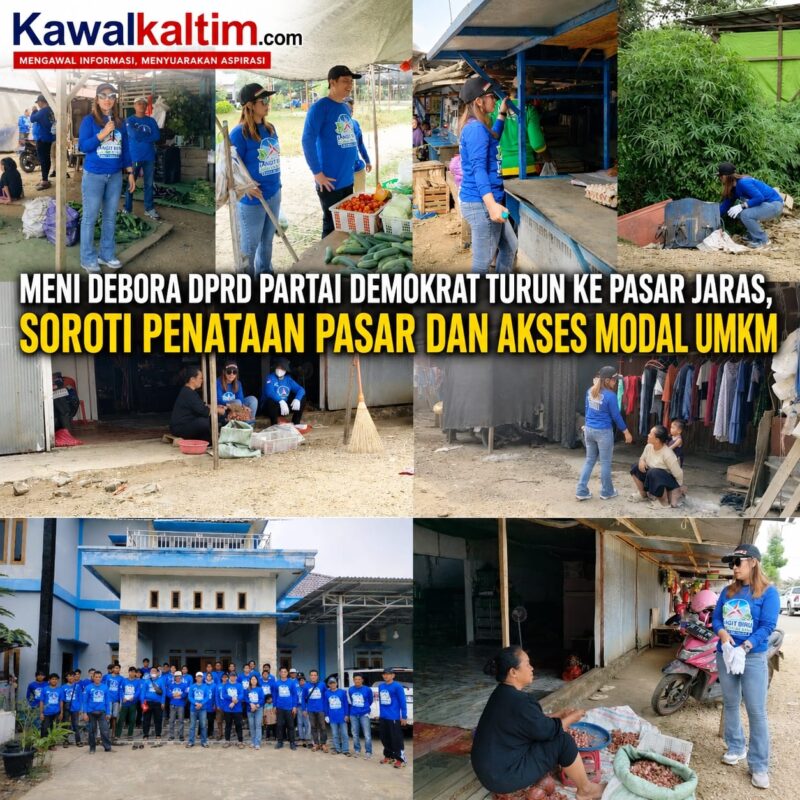 Keterangan Foto:
Anggota DPRD Kutai Barat dari Partai Demokrat, Meni Debora, S.Sos., bersama jajaran Partai Demokrat turun langsung menyambangi pedagang dan masyarakat di Pasar Jaras, Kutai Barat. Kunjungan tersebut menjadi bagian dari agenda “Langit Biru” untuk menyerap aspirasi terkait penataan pasar, fasilitas umum, lahan parkir, kebersihan, hingga akses permodalan bagi pelaku UMKM. (Dok. Istimewa/Kawalkaltim.com)
