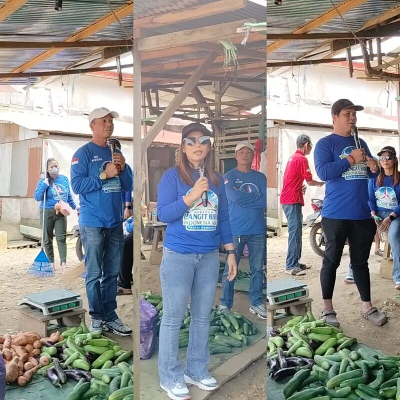Keterangan Foto Kolase
Dok. KawalKaltim.com | KUTAI BARAT — Ketua DPC Partai Demokrat Kutai Barat Noratim bersama dua anggota DPRD Kutai Barat dari Fraksi Partai Demokrat saat menyampaikan aspirasi dan berdialog langsung dengan masyarakat serta pedagang di Pasar Barong Tongkok, Jumat (21/8/2026).
Susunan kolase:
Kiri: Noratim, Ketua DPC Partai Demokrat Kutai Barat.
Tengah: Meni Debora, S.Sos., Anggota DPRD Kutai Barat dari Partai Demokrat.
Kanan: Adrianus, S.Pd., Anggota DPRD Kutai Barat dari Partai Demokrat.
