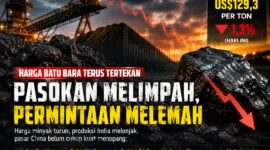 𝗞𝗲𝘁𝗲𝗿𝗮𝗻𝗴𝗮𝗻 𝗙𝗼𝘁𝗼:

𝗜𝗹𝘂𝘀𝘁𝗿𝗮𝘀𝗶 aktivitas pertambangan batu bara dengan latar grafik penurunan harga komoditas. Harga batu bara dunia kembali melemah ke level 𝗨𝗦$𝟭𝟮𝟵,𝟯 𝗽𝗲𝗿 𝘁𝗼𝗻 setelah tertekan oleh anjloknya harga minyak, melimpahnya produksi India, serta belum pulihnya permintaan global, meski konsumsi listrik di China mulai menunjukkan perbaikan. (𝗜𝗹𝘂𝘀𝘁𝗿𝗮𝘀𝗶: 𝗞𝗮𝘄𝗮𝗹𝗸𝗮𝗹𝘁𝗶𝗺.𝗰𝗼𝗺)
